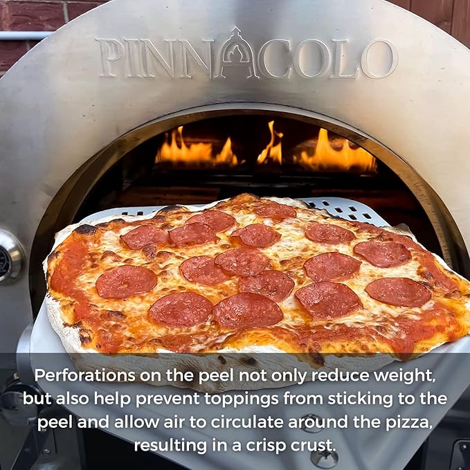 12 Inch Perforated Aluminum Pizza Peel with Handle - Lightweight and Easy to Use, Perfect for Homemade Pizza, Bread, and Pastries