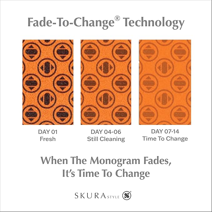 Skura Style Smart 4 Pack Odor Free Non-Scratch Scrub Pads for Sink, Counters, Surfaces, Pots, Pans, Dishwashing with Color-Fade Change Indicator