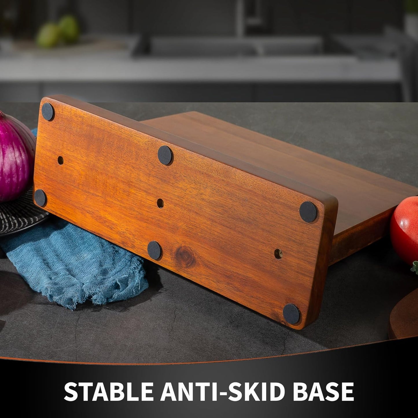 Magnetic Knife Block, Acacia Wood Magnetic Knife Holder for Kitchen Counter Universal Knife Block Without Knives (12 x 10)