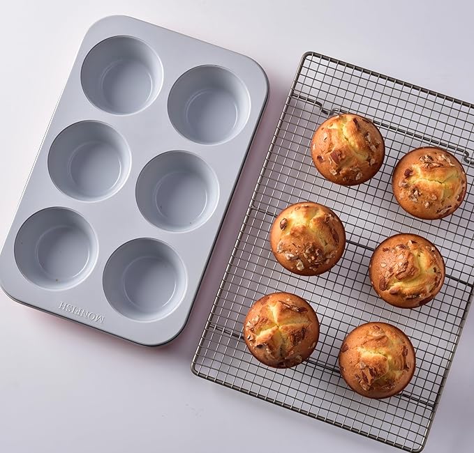Jumbo Muffin Pan-Large Cupcake Pan Non Stick 6 cup 3.5x1.77 inch Carbon Steel muffin tin for home baking non stick