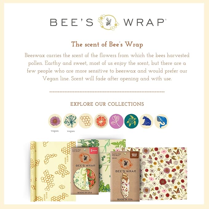Bee's Wrap Beeswax Wraps for Food - Honeycomb Sandwich Wrap - Made in USA Reusable Bread Bags - Organic & Eco-Friendly Alternative to Aluminum Foil, Sandwich Bags & Plastic Wrap