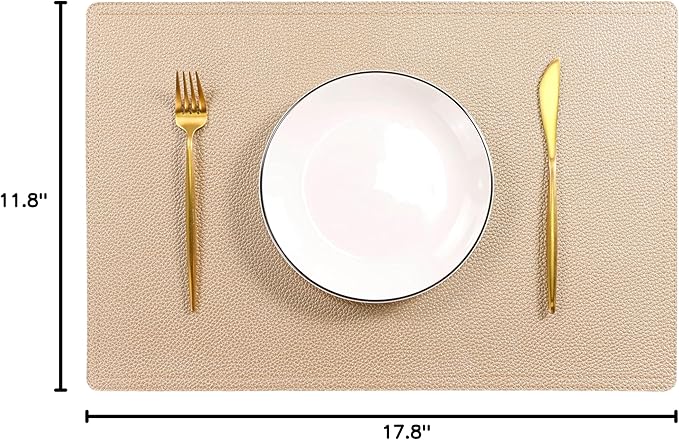Set of 8 Faux Leather Placemats, PU Table Mats, Waterproof, Stain Resistant, Heat Resistant, Easy to Clean for Kitchen Dining Table,Conference Table