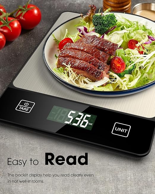 Mik-Nana Food Scale, 22lb Digital Kitchen Scale Weight Grams and Oz for Baking Cooking Coffee Meal Prep Package Postage, 6 Units with Tare Function, 1g/0.04oz Precise Graduation (Black)