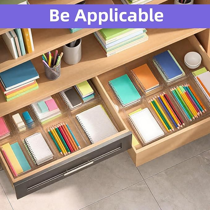 4 pcs Invisible Drawer Divider 10-20'' Adjustable Drawers Organizers for Kitchen Utensils, Bedroom, Dresser, Office Organization and Storage