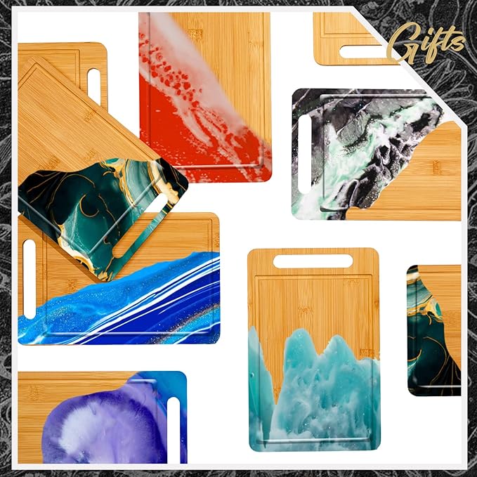 Nuenen 40 Pcs Bulk Wood Cutting Board with Handle 12 x 7.8 Inch Acacia Bamboo Wooden Kitchen Serving Chopping Boards for Pizza, Bread, Charcuterie, Fruit, Vegetables (Bamboo)