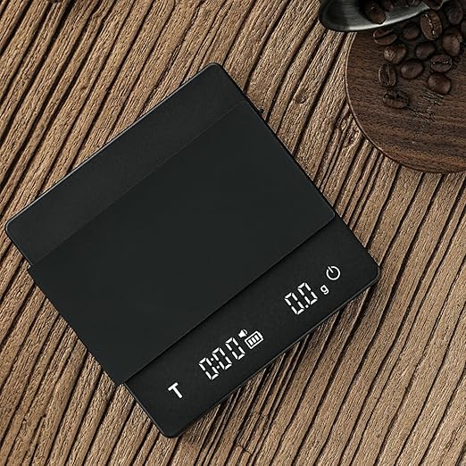 MHW-3BOMBER Espresso Scale with Timer,Small Coffee Scale with Solid-Liquid Detection,Auto Tare Digital Coffee Bean Scale,0.1g Accurate Weighting,2 Mode,Black ES6027B-OS