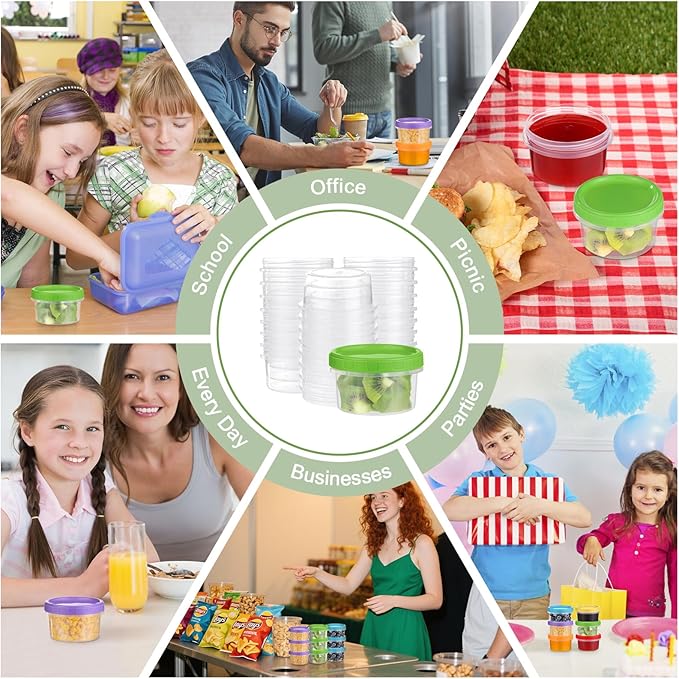 8 oz Plastic Containers with Lids, 6 Pack Stackable Small Freezer Container, Reusable Clear Food Storage Meal Prep Containers for Snack Fruit, Microwave & Dishwasher Safe, with Pen & Brush