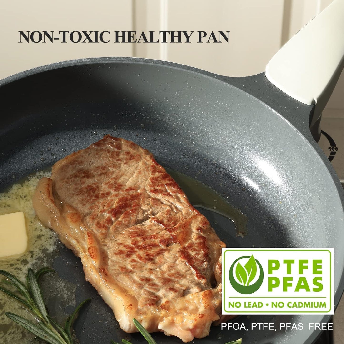 PRICUSIS Nonstick Ceramic Frying Pan with Lid, Non Toxic Skillet, Healthy Egg & Omelet & Chef's Pan, PTFE PFOA & PFAS Free, Induction Compatible (12Inch W/L)