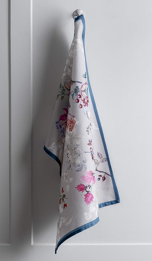 Maison d' Hermine Kitchen Towels Set of 3 100% Cotton 20" x 27.5" Reusable Cloth Tea Dish Towels Absorbent with Hanging Loop for Kitchen Dining Thanksgiving Christmas Decorations (Equinoxe - Grey)