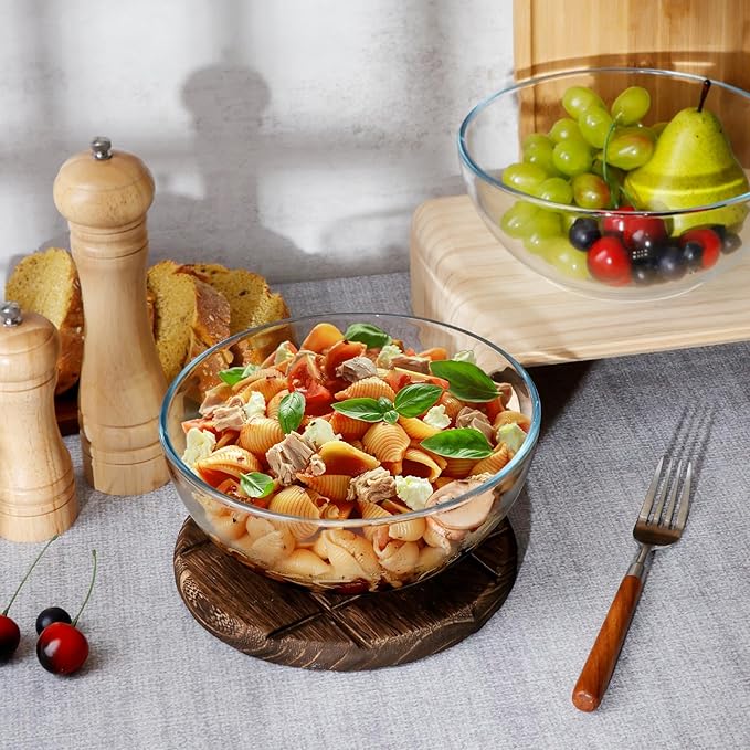 NUTRIUPS 8 Inch Glass Mixing Bowls Set of 4, 50oz Microwavable Glass Bowls