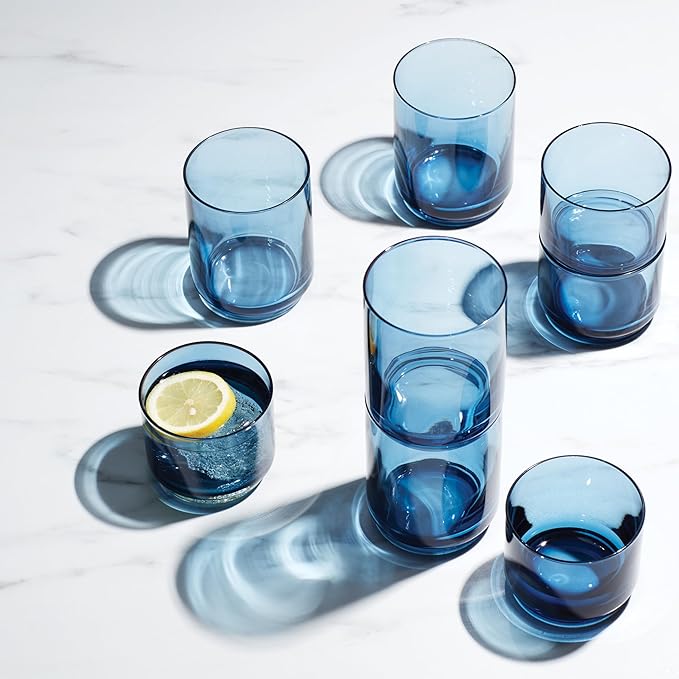 Lenox 894462 Tuscany Classics Stackable 4-Piece Tall Glasses, Blue, 14 oz