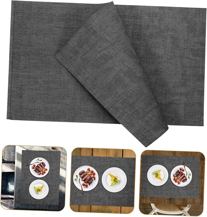 2pcs Reversible Faux Leather Placemats Heat Resistant Non-Slip Dining Table Mats with Spillproof Surface for Indoor Outdoor Use