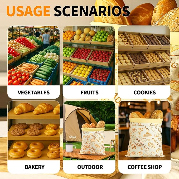 Reusable Linen Beeswax Bread Bags(2 Pack), Beeswax Bread Bags for Homemade Sourdough,Cotton Linen Food Storage Bag, Keeping Fresh and Refrigerable,12x17inch