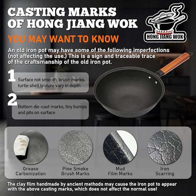 Nonstick Frying Wok Pan Hybrid, 10 Inch Preseasoned Deep Stir Fry Pan Skillet with Glass Lid, Traditional Chinese Cast Iron Wok, No Coated Saucepan for Induction, Electric, Gas, Grill Stoves