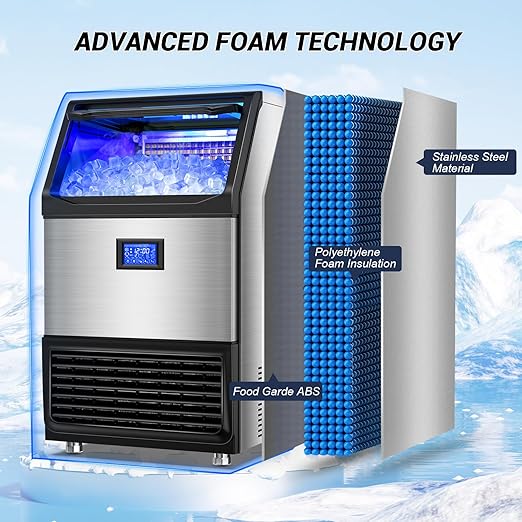 450Lbs/24H Under Counter Commercial Ice Machine with 160LBS Large Storage Bin, Stainless Steel Freestanding Ice Maker for Home Bar Cafe, Include Water Filter and Ice Scoop,Self Cleaning