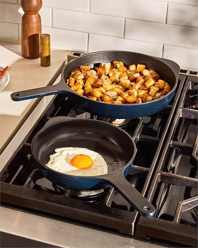 Caraway Cast Iron Skillet - 8” Enameled Cast Iron Pan With 3 Layer Enamel Coating - No Seasoning Required - Compatible With All Stovetops - Free From Forever Chemicals - Light Mist