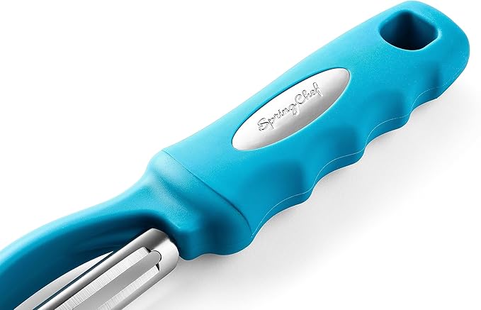 Spring Chef Stainless Steel Swivel Potato Peelers for Kitchen, Dishwasher Safe Veggie Peeler for Kitchen with Soft Grip Handle & Sharp Blades, Great for Vegetable, Apple, Carrot - Set of 2 - Teal