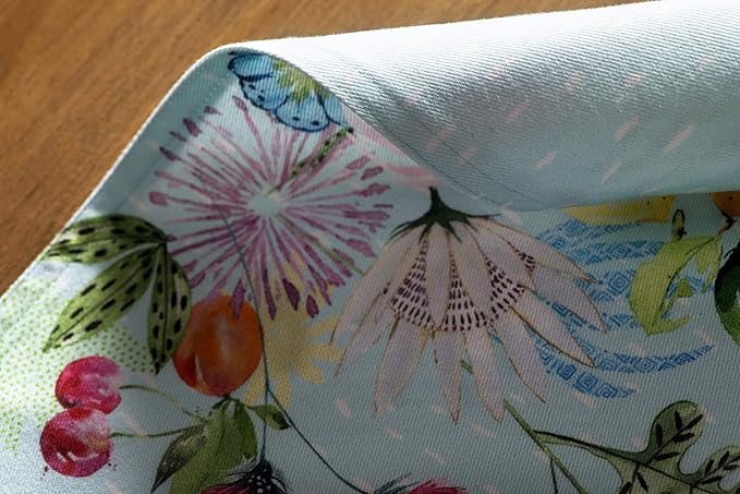 Maison d' Hermine Placemats Set of 4 100% Cotton Washable Cloth Place Mats, Reusable Table Mats for Kitchen Dining Decoration, Party, Wedding, Restaurant Spring/Summer (Jardin D'Ete - Mint, 13" x 19")