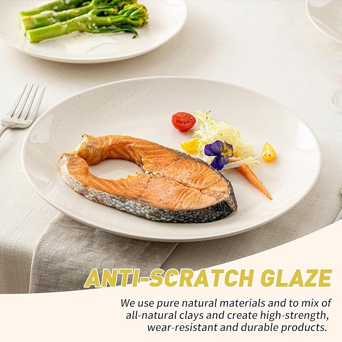 Plates and Bowls Sets, 12 Pieces Modern Stoneware Dinnerware Set for 4 Kitchen Dinner Set Ceramic Dishware Dishes Set Microwave and Dishwasher Safe (White)