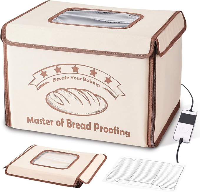 Bread Proofing Box with 50-113℉ Temp Control & 48H Timer - Folding Dough Proofing Box with Metal Rack Warming Foldable Proofer for Sourdough, Bread Baking, Pizza, Yogurt