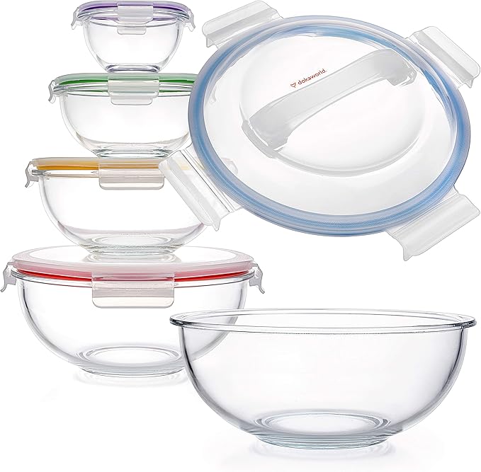 Glass Mixing Bowls Lids - (Bowls Not Included) Lids are compatible with all Glass Mixing Bowls Set