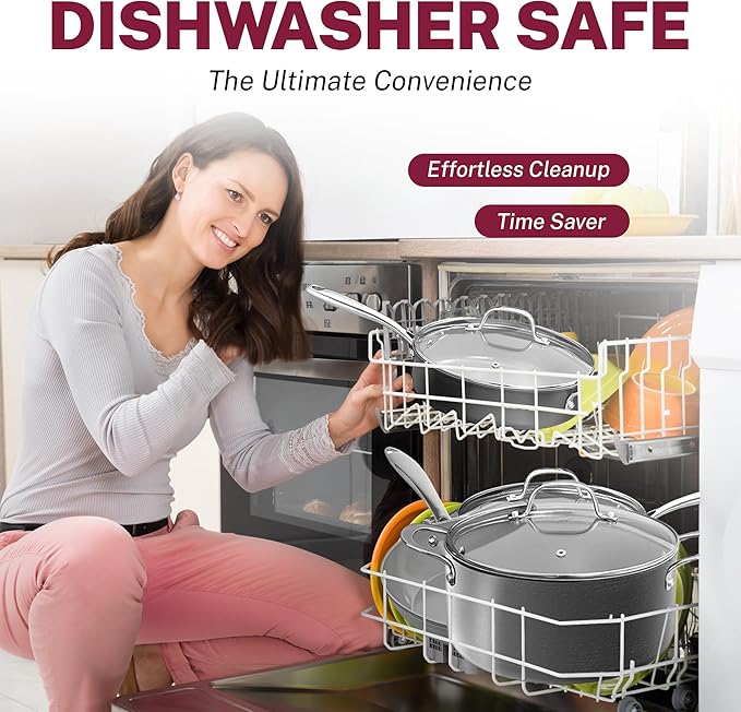 Granitestone 13 Pc Ceramic Pots and Pans Set Non Stick, Kitchen Cookware Sets, Pot and Pan Set Nonstick, Anodized Non Toxic Ceramic Cookware Set, Non Stick Pots and Pan Set, Oven & Dishwasher Safe