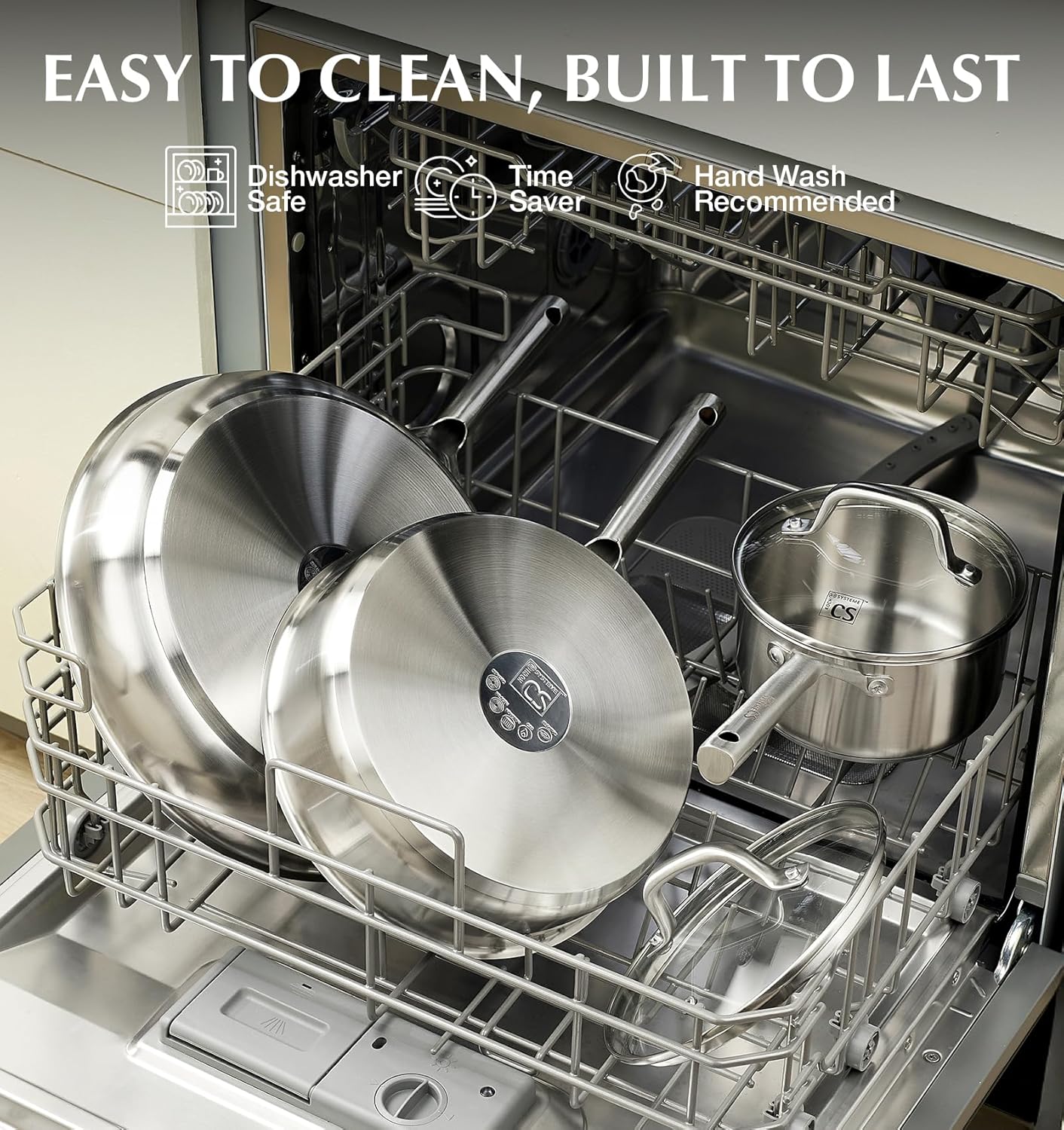 KOCH SYSTEME CS Stainless Steel Cookware Set 17 Piece, Professional 18/10 Stianless Steel Pots and Pans Set, 5-Layer Base, Oven & Induction Safe, Non-Toxic Kitchen Cookware Set for Family Cooking