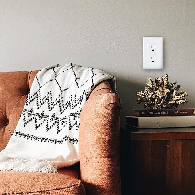 1-Gang Screwless Decorator Wall Plates, Child Safe Standard Size Outlet Cover, Unbreakable Polycarbonate Thermoplastic,Glossy White, 40 Pack,UL Listed