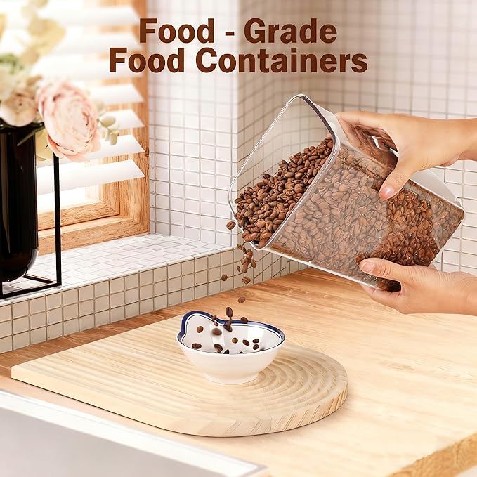 Pop Airtight Food Storage Containers with Lids Stackable Containers for Kitchen Pantry Organization Ideal for Cereal Snacks Flour Sugar Coffee and Spaghetti (gray, 4.2qt)