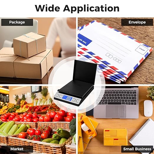 Digital Shipping Postal Scale, Mail Scale with Envelope Flip Holder, 66lb/0.1oz Postage Scale for Package, Small Business, Post Office, Hold&Tare Function, Battery&Type-C Charging Cable - Black