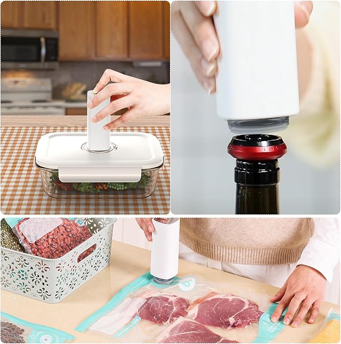 Handheld Vacuum Sealer Machine, Automatic Food Vacuum Pump, Sous Vide Vacuum Sealer Portable Vacuum Sealer Machine for Food Storage and Preservation