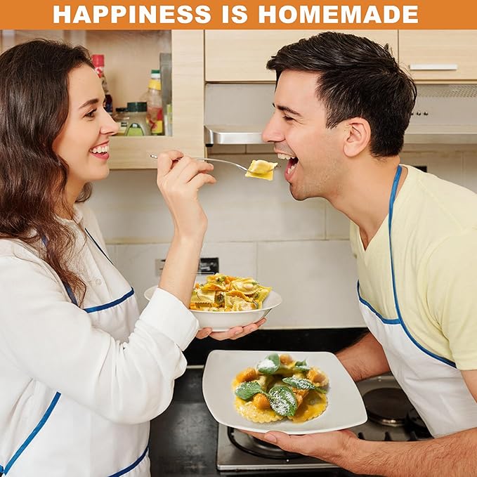 Ravioli Pasta Maker Cutter with Roller Wheel (Set of 6), Ravioli Cutter Set with Wooden Handle, Ravioli Press Pasta Maker Tools for Ravioli, Pasta Making Dumplings, Lasagna, Pierogi