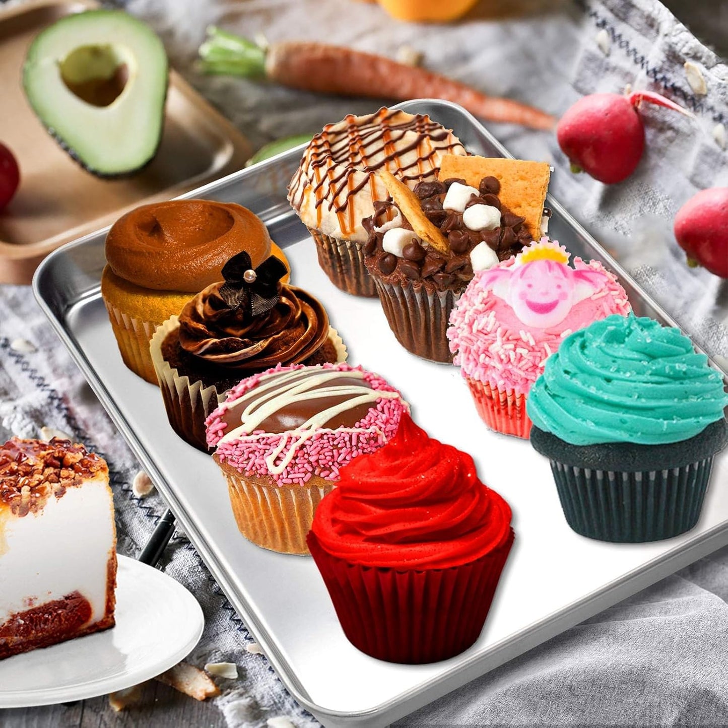 Baking Sheet, Yododo Stainless Steel Baking Pans Tray Cookie Sheet Toaster Oven Tray Pan Cookie Pan, Non Toxic & Healthy, Superior Mirror Finish & Rust Free, Easy Clean & Dishwasher Safe - 17.3 inch