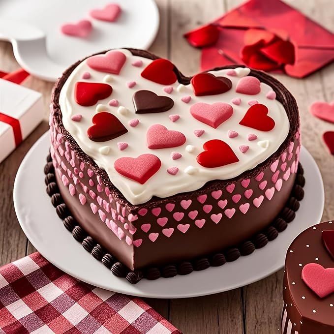 Tiawudi Heart Shaped Cake Pans, Large Heart Cake Pan, Nonstick Baking Molds, 9.5 Inch Cake Tins for Wedding, Birthday, Party & Family, Set of 2