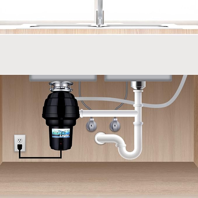 Eco Logic EL-10-DS-PC 10 Designer Series Food Waste Disposer with Polished Chrome Sink Flange, 1-1/4 HP