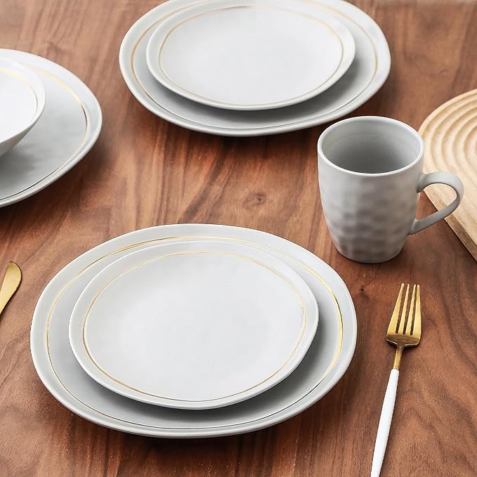 Stone Lain Clara 32-Piece Dinnerware Set Porcelain, Gray