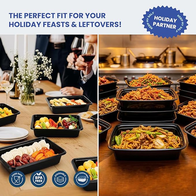 38oz Meal Prep Containers 15 Pack, BPA Free Food Storage Containers with Lids Reusable Stackable, Microwave/Dishwasher/Freezer Safe To Go Food Containers