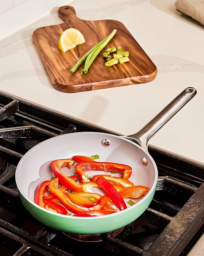 Caraway Fry Pan Duo - Nonstick Ceramic Frying Pan (8" & 10.5”) - Non Toxic, PTFE & PFOA Free - Oven Safe & Compatible with All Stovetops (Gas, Electric & Induction) - Black