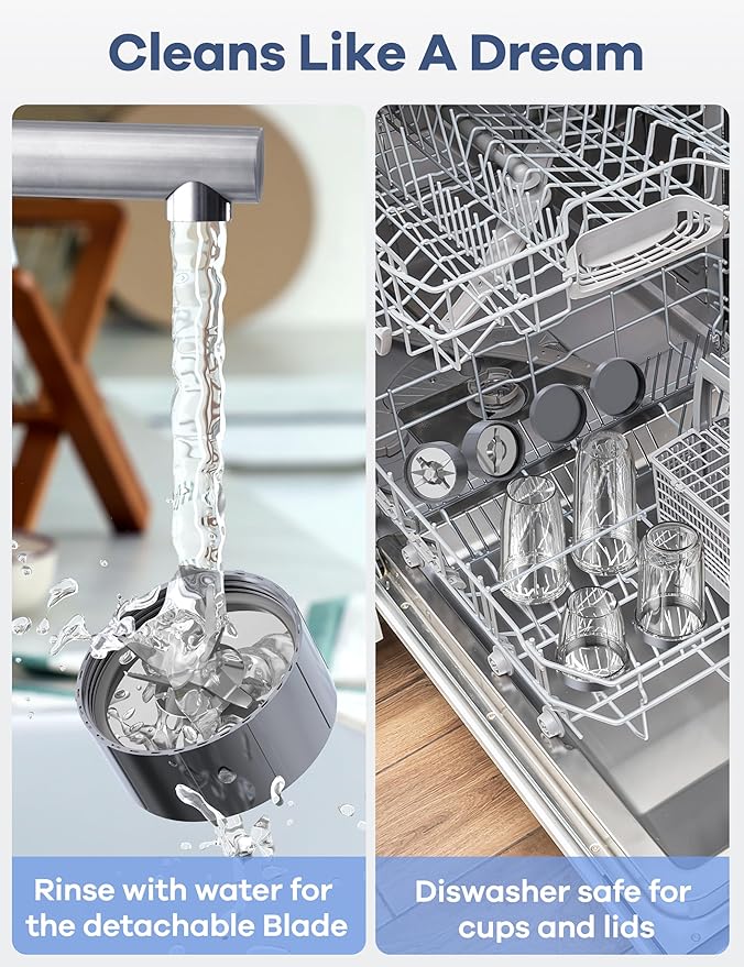 Ganiza Smoothie Blenders, Blenders for Shakes and Smoothie, 15-Piece Personal Blender and Grinder Combo for Kitchen, Smoothies Maker with 4 BPA-Free Portable Blender Cup, Nutritious Recipe, Grey