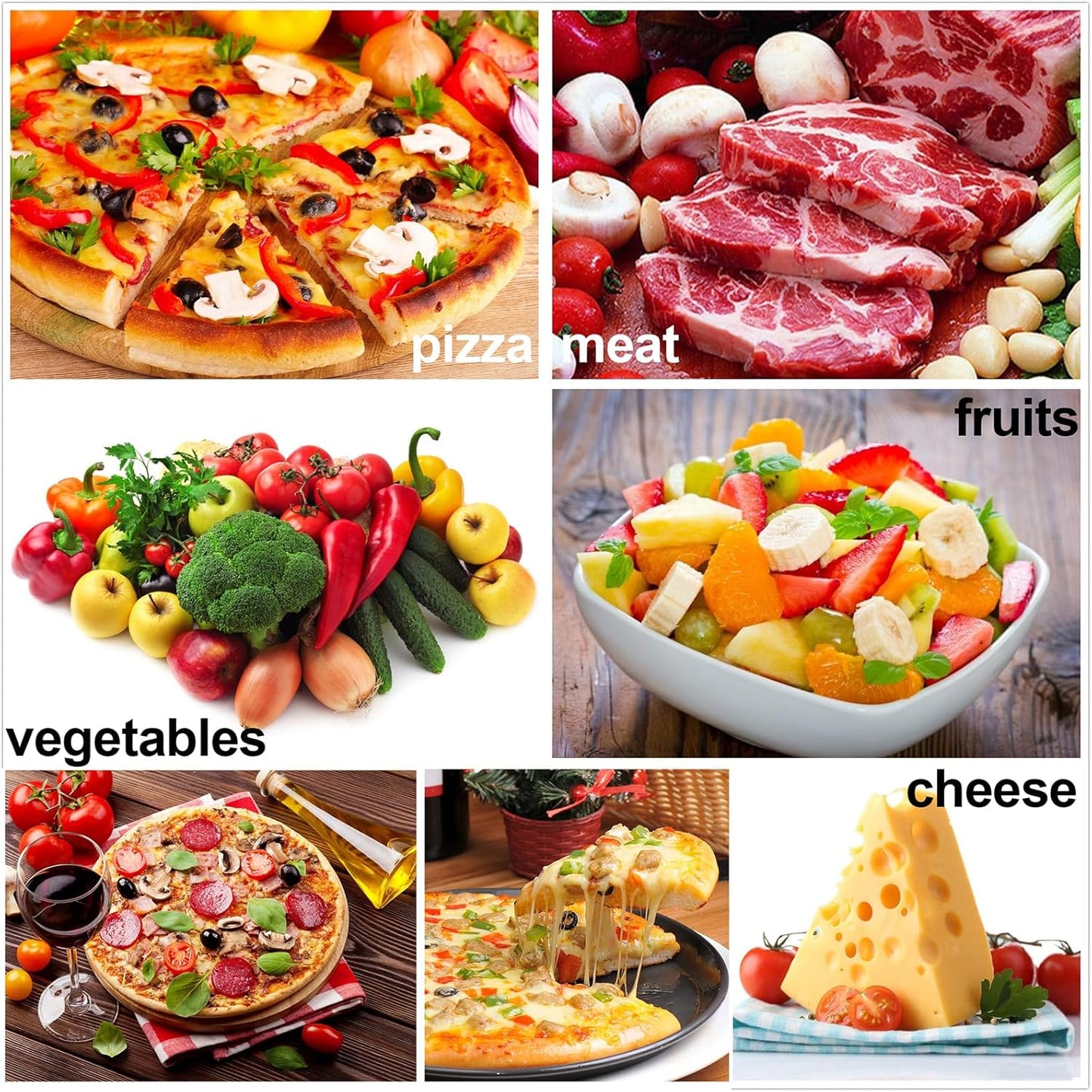 AmHoo Pizza Cutter 6.5 Inch Chef Mezzaluna Ulu Knife Handle Color Wood Grip Sharp Rocker Slicer Stainless Steel Blade Salad Onion Vegetable Chopper with Holder Base Christmas Gifts