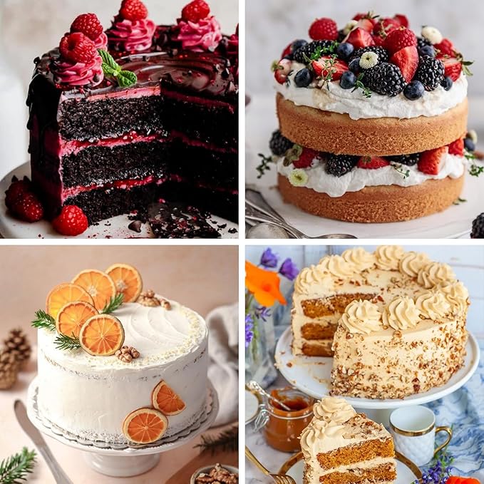 HUAKENER 8 Inch Round Cake Pan, 3 Pack Silicone Cake Molds with 100 Pieces Parchment Paper, Nonstick Cake Molds for Birthday Cakes, Layer Cakes, Cheese Caks, Chocolate Cakes