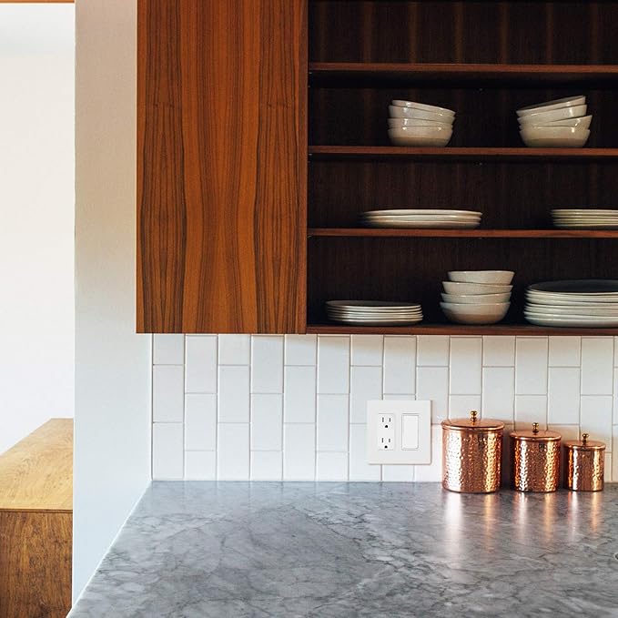 2-Gang Screwless Decorator Wall Plates, Child Safe Standard Size Outlet Cover, Unbreakable Polycarbonate Thermoplastic, Glossy White,5 Pack,UL Listed