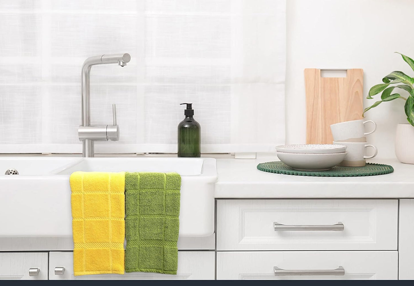 100% Cotton Terry Dish Towels, 4 Pack Solid, 16 x26 Inches, Super Soft and Absorbent Kitchen Towels, Perfect for Kitchen Cleaning and Dish Washing | Assorted