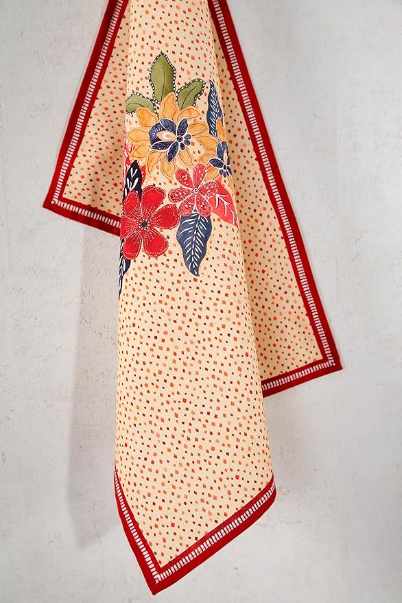 Maison d' Hermine Kitchen Towels Set of 3 100% Cotton 20" x 27.5" Reusable Cloth Tea Dish Towels Absorbent with Hanging Loop for Kitchen Dining Thanksgiving Christmas Decorations (Orient)