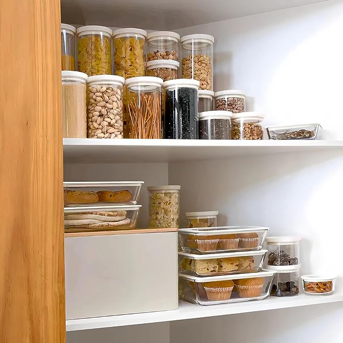 Urban Green Glass Food Container Set with Glass Lid, Large Meal Prep Container Set, Airtight Food Storage Containers with Air Vent Lid, 2 Pack, Large, 87oz, LeakProof, 100% Plastic Free, White color,