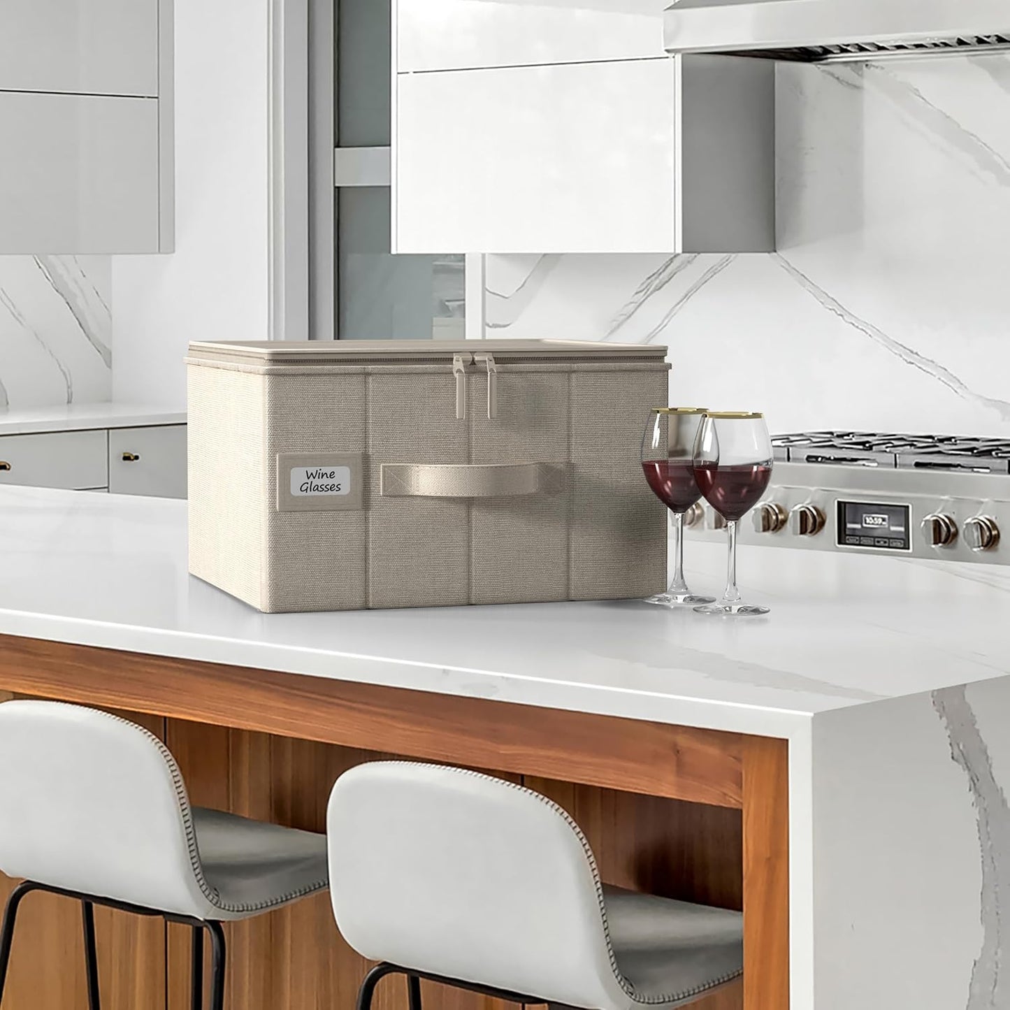 Sorbus Stemware Storage Cases Hard Shell, Wine Glass Storage Box Case with Dividers and Handle - China Storage Containers Holds 12 Crystal Glassware, Red White Wine Glasses, Champagne Flutes, Goblets