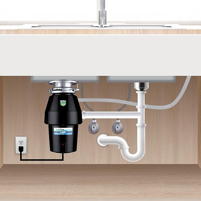 Eco Logic EL-7-DS-PC 7 Mid-Duty Designer Series Food Waste Disposer with Polished Chrome Sink Flange, 1/2 HP