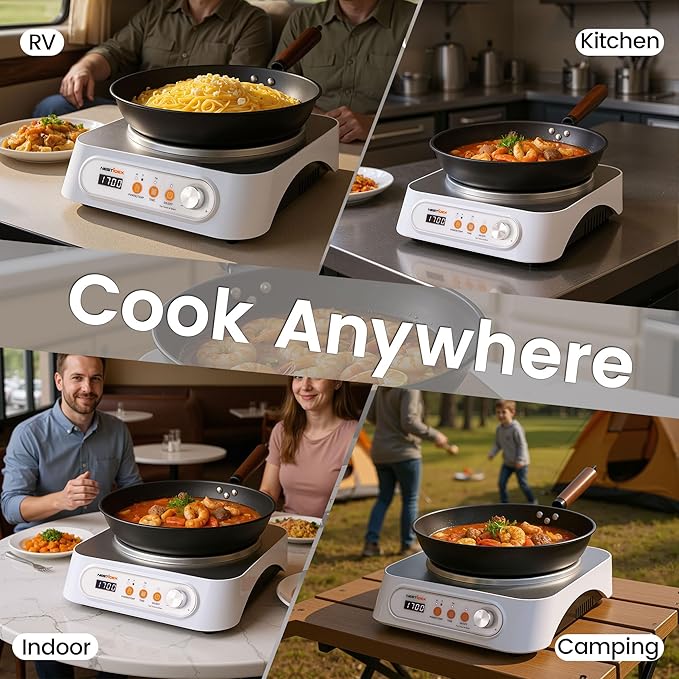 Induction Wok, 1700w Portable Electric Woks Single Burner Electric Cooktop Induction Heater With 13-inch Carbon Steel Wok