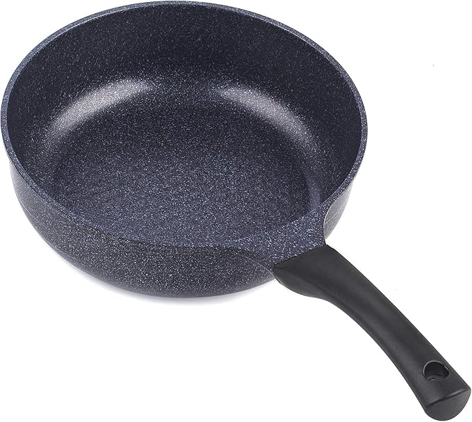 Cook N Home Marble Nonstick Cookware Saute Fry Pan, 8-inch + 9.5-inch, Black