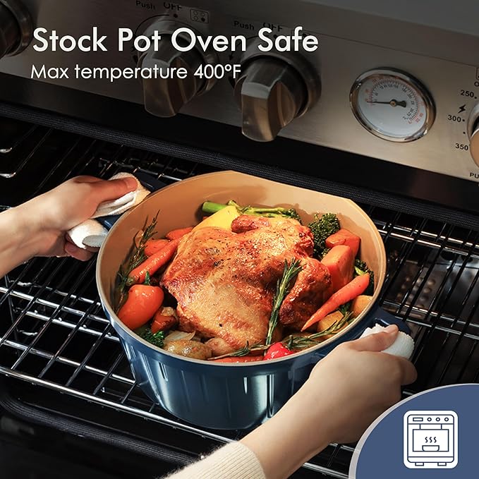 SENSARTE Ceramic Cookware Set Non-toxic 14 Pcs, Nonstick Pots and Pans Set, Dishwasher Safe Induction Cookware, Healthy Kitchen Cooking Set, PFOA/PFAS/PTFE Free